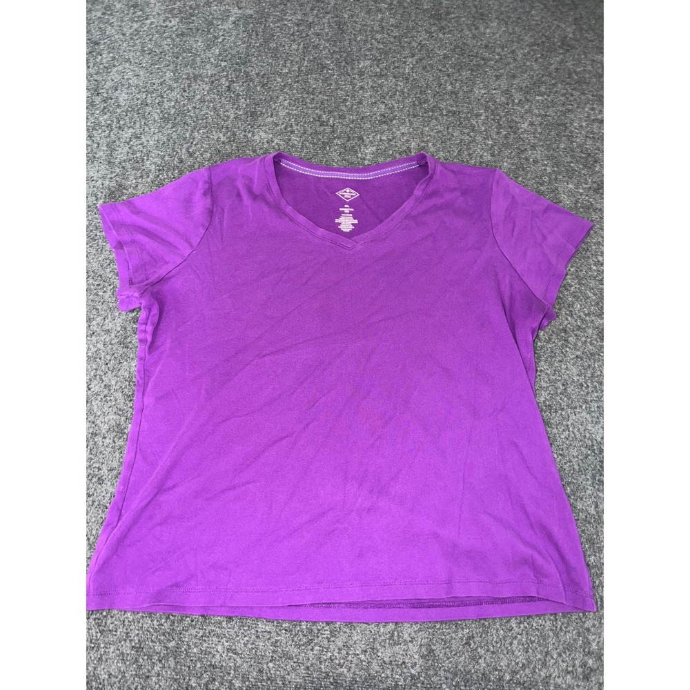 St. Johns Bay Essential Tee Purple V-Neck Cotton T-Shirt Womens XL Short Sleeve